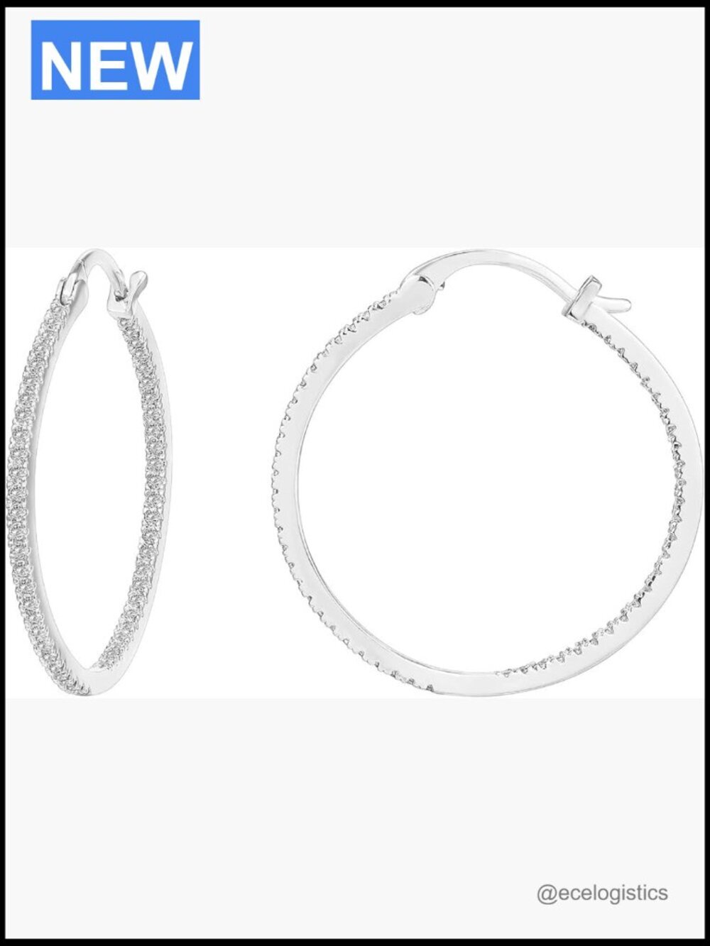 Sparkling Cubic Zirconia Hoop Earrings - 30mm Gold Plated Sterling Silver Posts